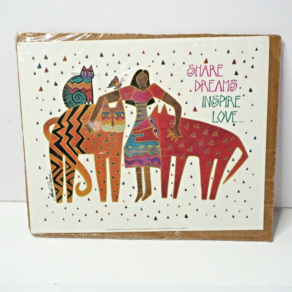 Laurel Burch Art Print 10x8" Share Dreams Inspire Love Cats Fantastic Felines US